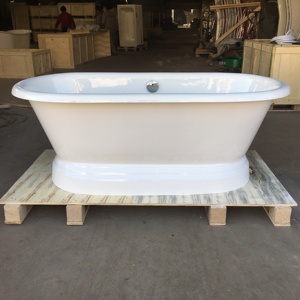 Baignoires doubles autoportantes en fonte de porcelaine <span class=keywords><strong>à</strong></span> <span class=keywords><strong>l</strong></span>'<span class=keywords><strong>ancienne</strong></span> Style traditionnel avec socle pour hôtels pour le trempage et le bain <span class=keywords><strong>à</strong></span> remous - Product Image 2