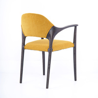 Chaise de salle à manger moderne de luxe en frêne nord-américain massif avec accoudoirs bas pour cuisine et maison contemporaine