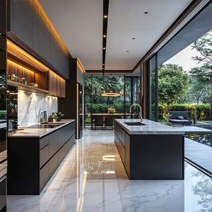 Solution de cuisine modulaire de luxe moderne, personnalisable, finition acrylique haut de gamme, écologique, pour villa et appartement, rénovation complète, robinet inclus - Product Image 6