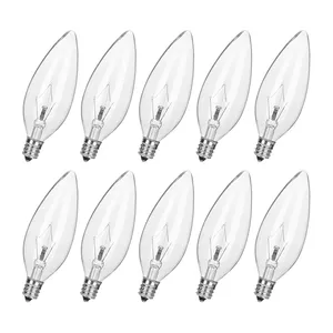 40W 120V ampoule de lustre E12 Base de candélabres B10/ C32 ctc-torpedo en forme de pointe transparente Dimmable ampoules à incandescence lampes