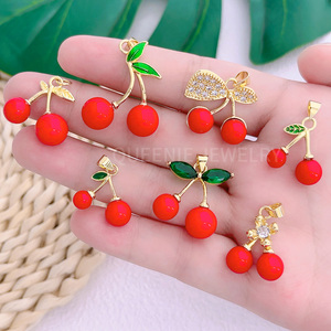 Collier pendentif cerise <span class=keywords><strong>rouge</strong></span> adorable, bijou fantaisie, pendentif fruit frais et mignon pour cadeau - Product Image 5