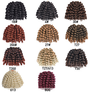 Venta al por mayor 8 pulgadas 20 hebras Jumpy Wand Curl Hair Ombre Pelo de ganchillo <span class=keywords><strong>sintético</strong></span> Jamaican Bounce Wand Curl Crochet Braid - Product Image 5