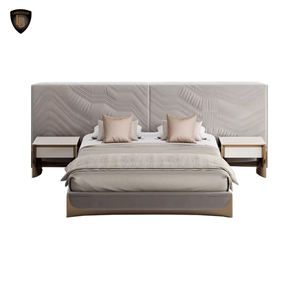 विस्तारित हेडबोर्ड के साथ लक्जरी बिस्तर आधुनिक नरम शैली चमड़े के बिस्तर फ्रेम रानी/किंग आकार नाइट स्टैंड के साथ - Product Image 4