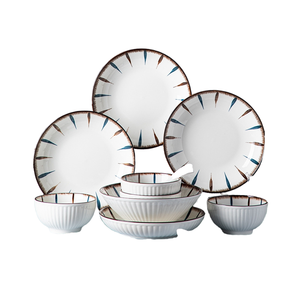 Minimalist Ceramic Porcelain Dinnerware <b>Set</b> for 4 Stocked <b>Microwave</b> & Dishwasher Safe Home Use - Product Image 1