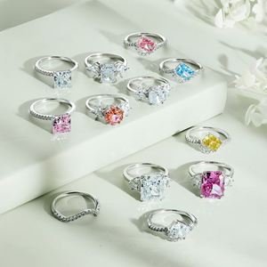 Bagues de fiançailles Dylam 3CT en argent sterling 925 pour femmes, bagues de promesse à taille radiant pour elle, alliances en zircone cubique 8A CZ - Product Image 6
