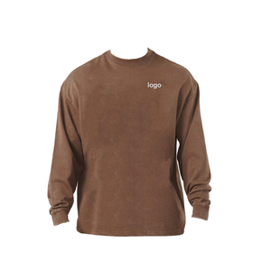 T-shirts décontractés pour hommes en coton 100% respirant à séchage rapide, poids lourd, manches longues, logo personnalisé, taille européenne, 210 GSM - Product Image 2