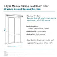 Structure d'installation compacte pour porte coulissante de chambre froide de type C personnalisée pour atelier de réfrigération basse température
