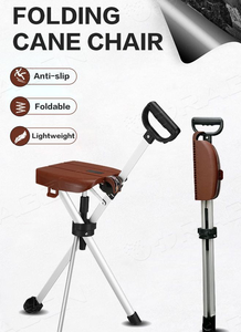 Sedia Ta-<span class=keywords><strong>Da</strong></span> personalizzata Series2 pieghevole bastone <span class=keywords><strong>Da</strong></span> passeggio sgabello sedia stampella canna nero 87cm con sedile per il Trekking - Product Image 2