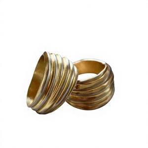 <b>Hand</b> <b>Casted</b> Luxury Napkin Ring Set of 2 wedding Occasion Dining Tableware Decorative Napkin Rings Gold Finish Modern Design - Product Image 1