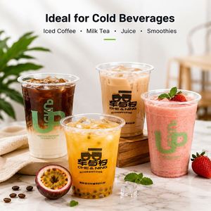Gobelets jetables transparents en PET sans BPA de 16 oz avec impression numérique personnalisée, en plastique à paroi simple pour boissons multi-usages - Product Image 2