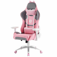 Meilleure vente rose Chaise de jeu pivotante Lovely Led Heart Chaise de jeu avec éclairage RVB Chaise de joueur fonctionnelle pour PC avec massage