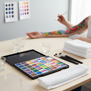 Peinture pour le visage et le corps à base d'eau, 42 couleurs arc-en-ciel, avec <span class=keywords><strong>kit</strong></span> de 12 gels pailletés pour Halloween, cosplay, fête, <span class=keywords><strong>maquillage</strong></span> de scène - Product Image 4