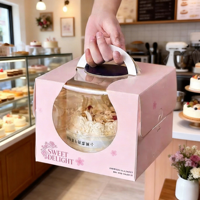 Offre Spéciale Logo Personnalisable Imprimé 5 Pouces Boîtes À Gâteau avec Fenêtre 18x18x14cm Boîte En Carton pour Boulangerie De Mariage Fête D'anniversaire