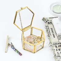Boîte en verre hexagonale pour ranger les bagues et les boucles d'oreilles, décoration vintage pour la maison, centre de table de mariage, cadeau