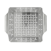 Panier à légumes en acier inoxydable Pinnovo, panier de cuisson durable pour accompagnements, ajustement universel pour grils à charbon d'extérieur, argent