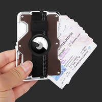 Dompet Kulit Pria Minimalis Serat Karbon RFID Tempat Kartu Magnetik Dompet Kartu Logam Kulit PU Dengan Tempat Ponsel