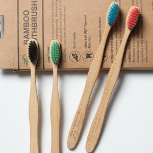 Cepillo de Dientes de Bambú con Cerdas Suaves para Adultos, Caja de 4 Piezas, Diseño de Cola Plana, Uso Doméstico Natural, Venta al por Mayor Transfronteriza - Product Image 3