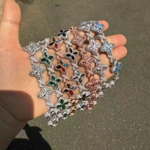 Collar Unisex de Joyería Fina de Verano con Flor de Trébol Popular, Piedras Verdes, Azules y Negras, Cadena Infinita y Opciones Multicolor en Oferta - Product Image 2