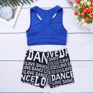 2 uds Junior Girls Sujetador deportivo sin mangas Crop Top con pantalones cortos conjunto para gimnasia baile gimnasio entrenamiento - Product Image 5