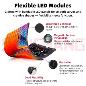 Écran LED flexible personnalisé en couleur pleine, en forme spéciale, mur vidéo créatif pour mur TV et utilisation intérieure/extérieure - Product Image 3