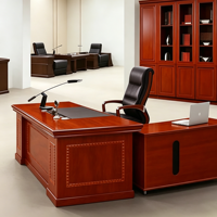 Escritorio Ejecutivo de Lujo, Escritorio de Madera para Gerentes con Gabinete de Almacenamiento, Muebles de Oficina Modernos para Espacios Corporativos