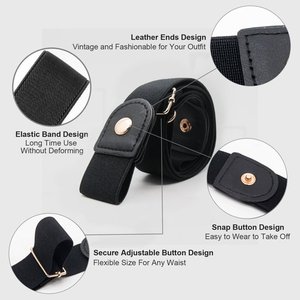 Xinda toka-az hiçbir toka esnek kemer kadınlar için Jean toka ücretsiz ayarlanabilir elastik bel kemeri hiçbir Bulge hiçbir güçlük görünmez kemerler - Product Image 4