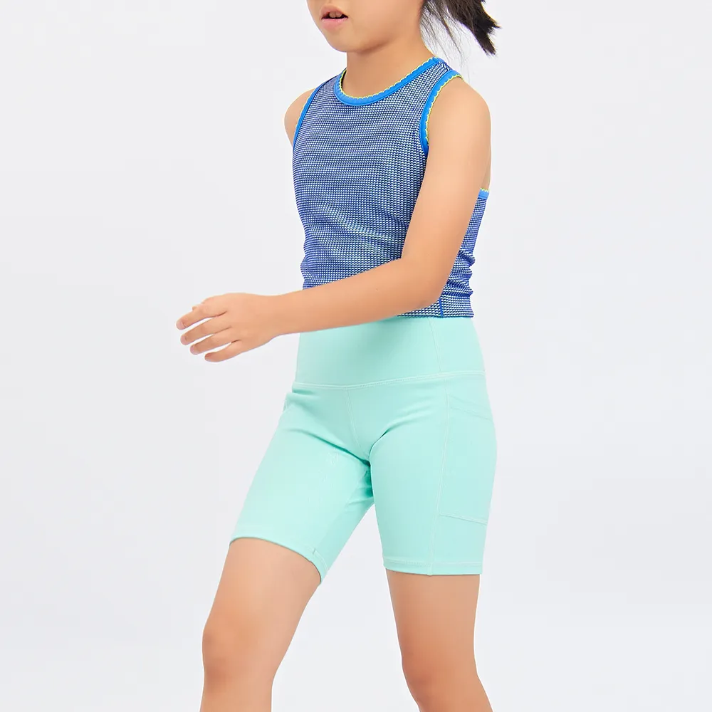 Meisjes Gedrukt Yoga Broek Slanke Running Shorts Kids Compressie Shorts Hoge Taille Ademend Yoga Shorts Kids