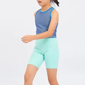 Штаны для йоги с принтом для девочек, облегающие шорты для бега, Детские Компрессионные шорты, дышащие шорты для йоги с высокой талией для детей
