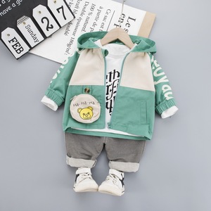 Ropa para Niños, Conjunto de Tres Piezas de Algodón con Imagen para Niños, Venta al Por Mayor - Product Image 1