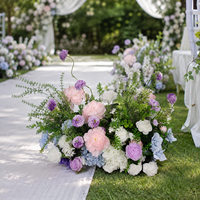 Composition florale artificielle rose et blanche pour allée de mariage, chemin de table floral pour la décoration de cérémonie