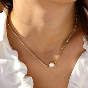 Fashion Geometric Zircon Tennis <b>Chain</b> <b>Necklace</b> For Women Crafted High Quality 304 Stainless Steel Vacuum Plating 18K Real Gold - Product Image 6