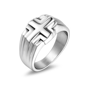 Cross Titanium Steel <b>Ring</b> Men's Fashion Jewelry SA705 Retro Geometric Design Gift Accessory - Product Image 1