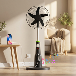 Ventilateur portable solaire rechargeable de 16 pouces, lecteur de musique sans fil, oscillant, télécommande, 5 pales, 6 vitesses - Product Image 3