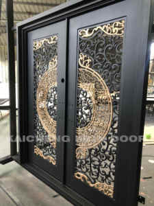 Puertas de hierro forjado personalizadas o estándar, <span class=keywords><strong>puerta</strong></span> de entrada doble de hierro forjado para Exterior - Product Image 5