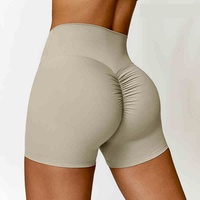 Shorts de sport taille haute froncés pour femme, effet push-up, en tissu extensible doux, pour entraînement, gym, cyclisme, yoga