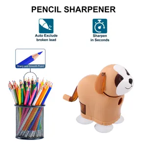 カスタムマニュアルAS00574鉛筆削りかわいい眉毛鉛筆シングルホール子犬型鉛筆削り子供と大人のための
