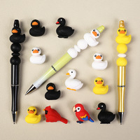 Perles focales en silicone en forme de canard de dessin animé, perles intercalaires 3D stéréo pour porte-clés, chaînes de téléphone, artisanat fait main, en vrac