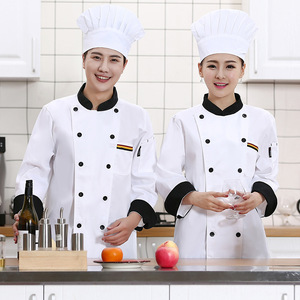 Chaqueta de Chef Negra OEM Uniforme de Cocina para Mujer Ropa de Cocina Culinaria para Hombre Manga Larga para Restaurante Hotel Bar - Product Image 1