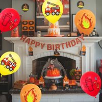 60 ballons en latex sur le thème des pompiers, 12 pouces, orange, rouge, jaune, pour la décoration d'anniversaire des enfants, fête de naissance, fête sur le thème des transports