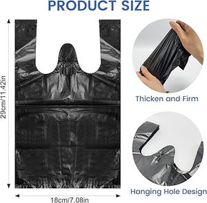 Sacs poubelles noirs Huamaohengchun, lot de 200, sacs poubelles en plastique jetables avec poignées pour tampons hygiéniques féminins - Product Image 4