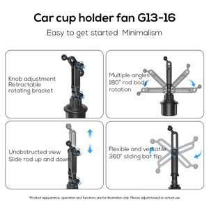 Ventilateur de voiture universel Pluska G13 en plastique 3000mAh, 3 vitesses réglables, avec rotation à 300° - Product Image 5