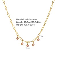 Parure de bijoux en acier inoxydable plaqué or 18 carats avec chaîne trombone en zircon cubique pour femme (collier, bracelet, bracelet de cheville)