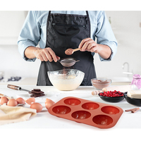 Moule de cuisson en silicone semi-sphérique à 6 cavités, personnalisé, de qualité alimentaire, facile à démouler, sans BPA