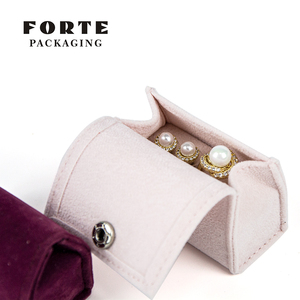 FORTE Mini Portable Suede Jewelry Pouch Custom Logo Printed Velvet <b>Envelop</b> Flap Pouches Jewelry <b>Gift</b> Bag With Button Closure - Product Image 3