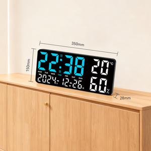 EMAF LED Multifuncional Grande Fonte Nova Temperatura Umidade Luz Analógico Digital Alarme Relógio De Parede Eletrônico para Sala De Estar - Product Image 4