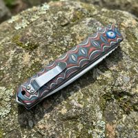 Couteau pliant Fanstoon New Two-Tone G10 Handle, outil tactique en acier Damas pour le camping, la survie et la chasse.