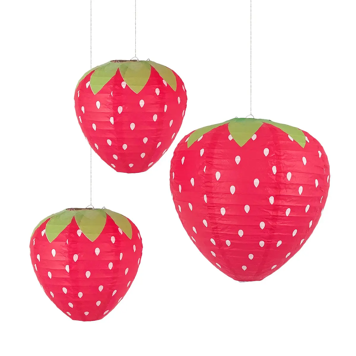 Nicro Baby Shower Irregular Folding Girls Room Birthday Party Wall Hanging Decoração Strawberry Shape Lanterna de papel descartável