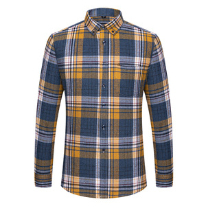 Ropa informal suave de franela de algodón personalizada, camisas de vestir elegantes de negocios de estilos de moda, camisas de manga larga a cuadros para hombres - Product Image 3