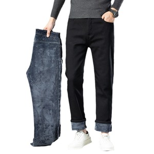 <span class=keywords><strong>Vaqueros</strong></span> de invierno cálidos de algodón para <span class=keywords><strong>hombre</strong></span>, talla grande, de mezclilla gruesa con forro polar, lavado medio, corte recto holgado y elástico, ideales para negocios. - Product Image 5