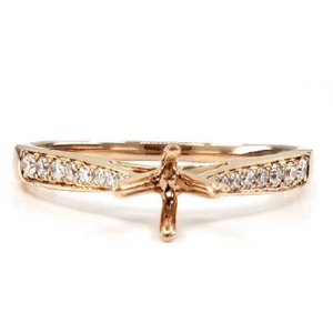 Chine vente en gros 18k or rose massif pavé classique réglage diamant véritable solitaire mariage bagues de fiançailles meilleures fêtes cadeaux - Product Image 1